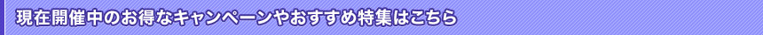 現在開催中のお得なキャンペーンやおすすめ特集はこちら