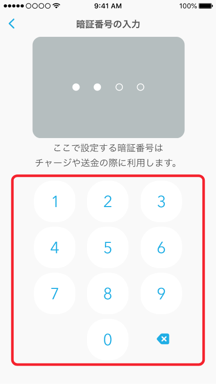 暗証番号の入力