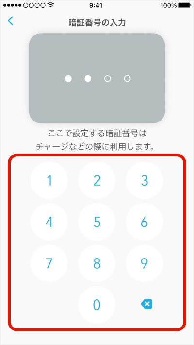 暗証番号の入力