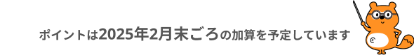 ポイントは2025年2月末ごろの加算を予定しています