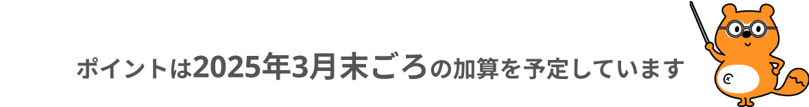 ポイントは2025年3月末ごろの加算を予定しています