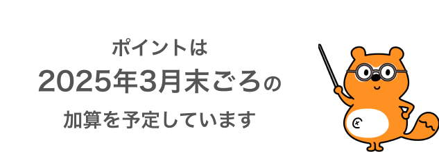 ポイントは2025年3月末ごろの加算を予定しています