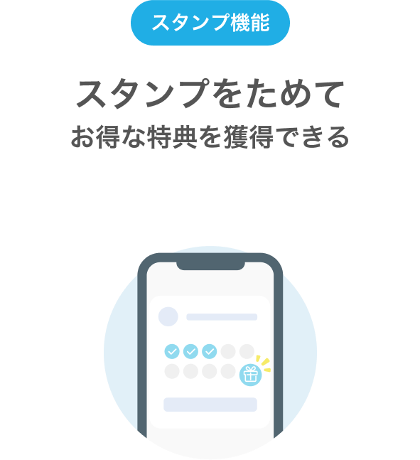 スタンプ機能 スタンプをためてお得な特典を獲得できる