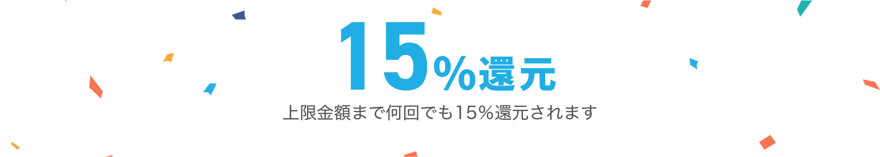 15%還元上限金額まで何回でも15％還元されます