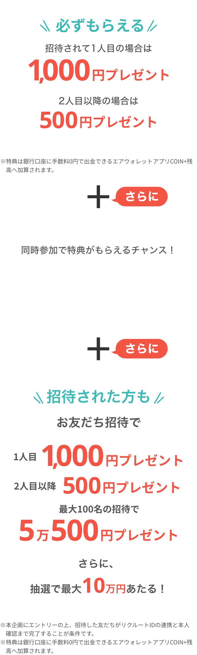 招待コードを受け取り、新規登録まで完了すると500円プレゼント！