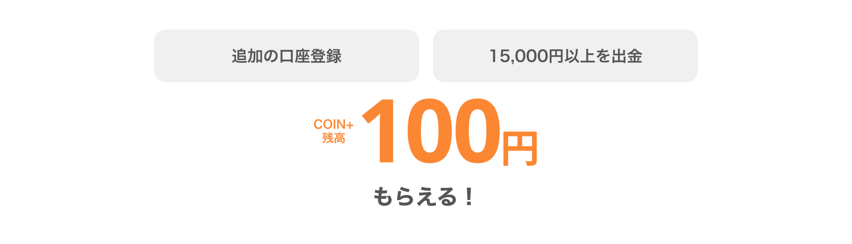 追加の口座登録 15,000円以上を出金COIN+残高100円もらえる!