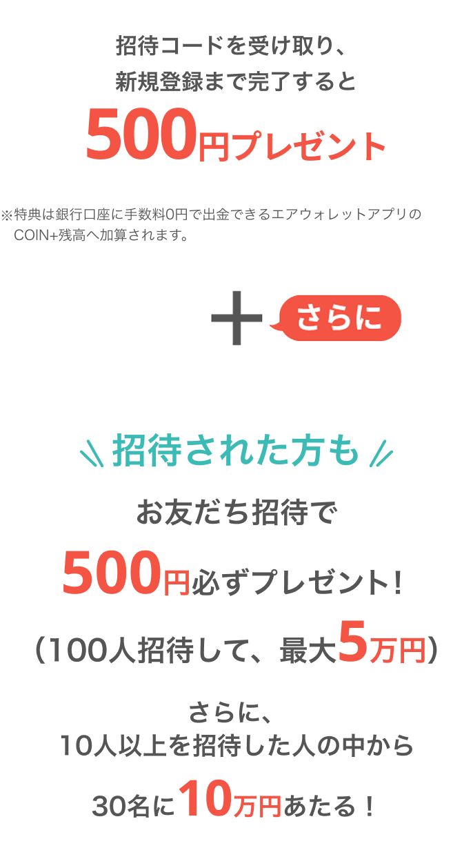 本人確認まで完了すると500円プレゼント