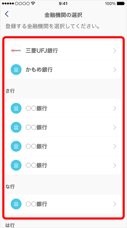 金融機関の選択