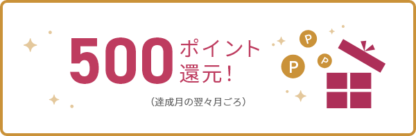 500ポイント還元！（達成月の翌々月ごろ）