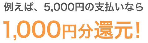 例えば、5,000円の支払いなら1,000円分還元!