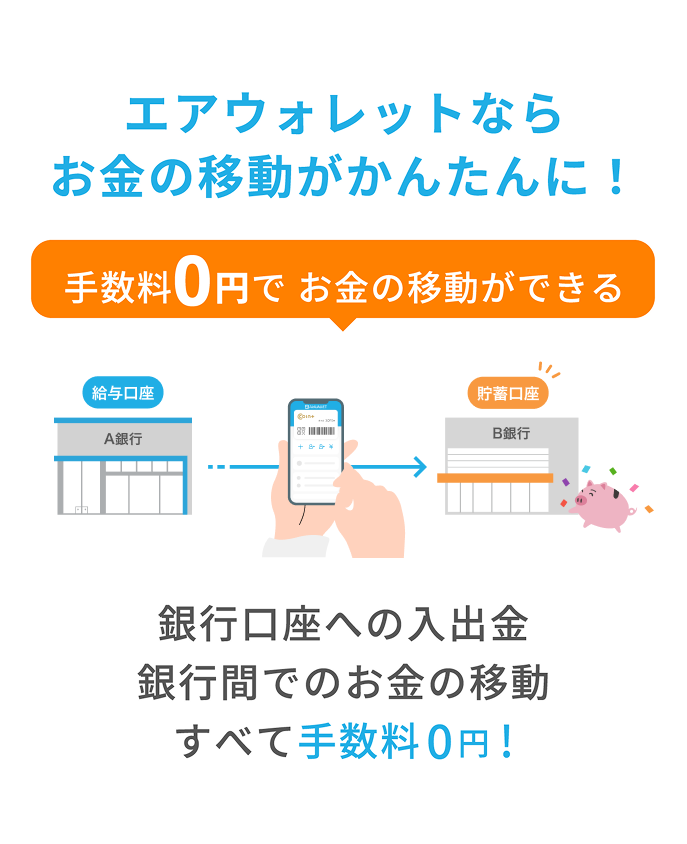 エアウォレットならお金の移動がかんたんに！