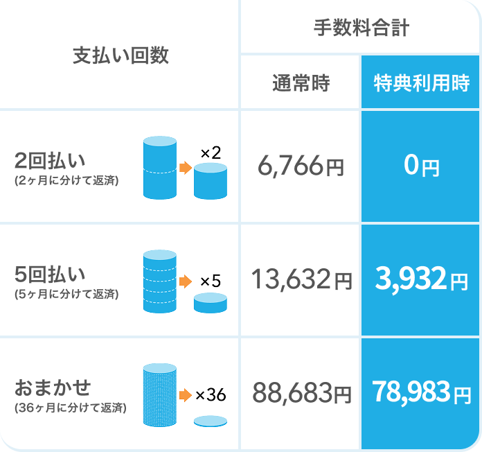 支払いペースごとの利息額を確認する 300,000円