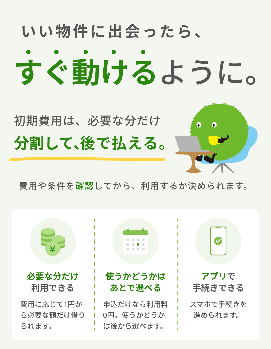 内見前に準備しよう 初期費用の分割あと払い