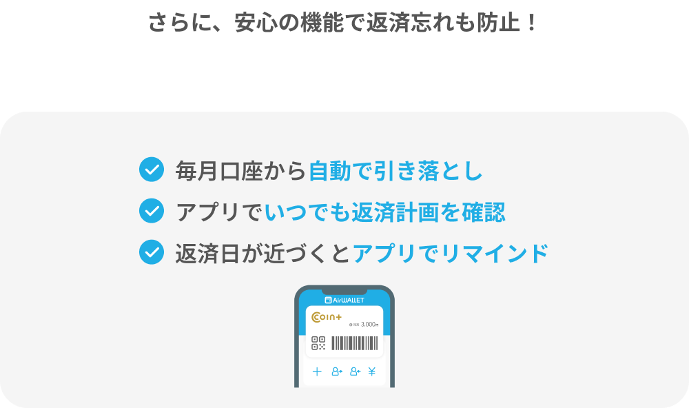 さらに、安心の機能で返済忘れも防止!