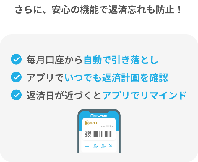 さらに、安心の機能で返済忘れも防止!