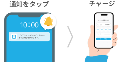 通知をタップ チャージ